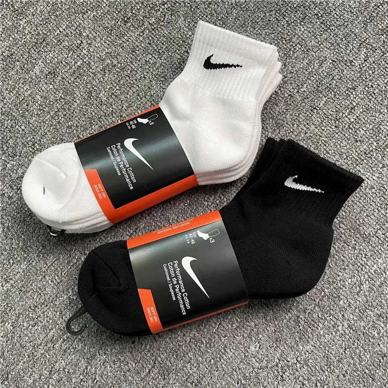Nike Performance Cotton White Black Athletic Socks