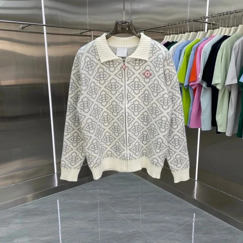 Knit Zip Up Cream Pa