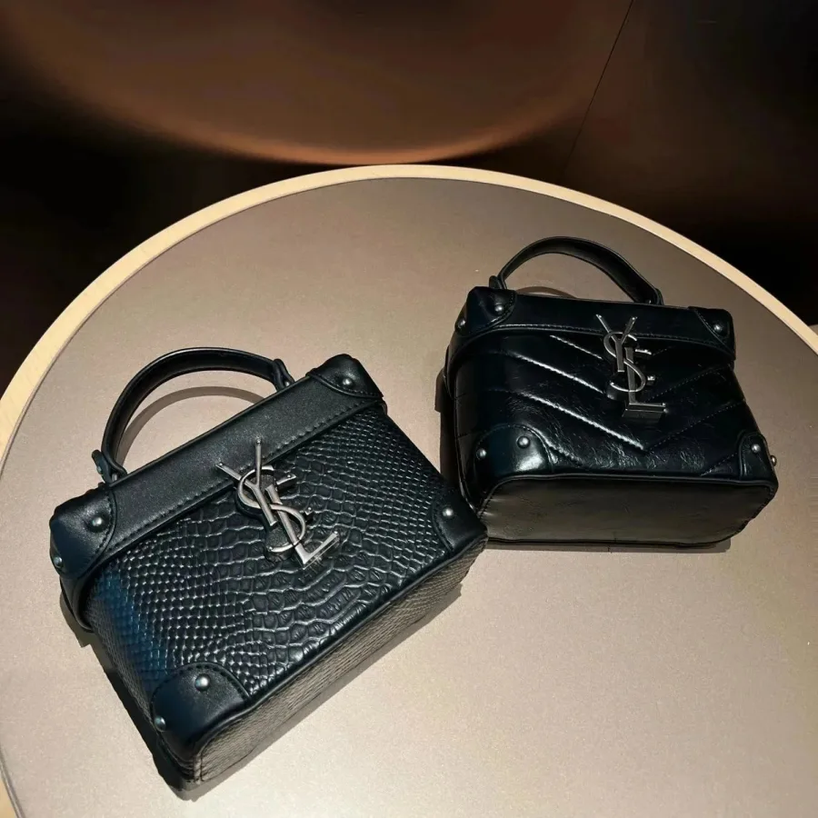 Saint Laurent Monogram Black Leather Tote Bag