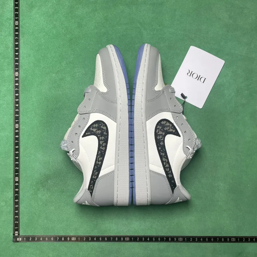 Dior Air Jordan 1 White Gray Blue Sneakers