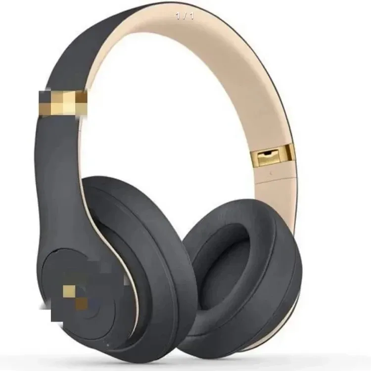 Wireless Over Ear Headphones Black Gold Modern Design