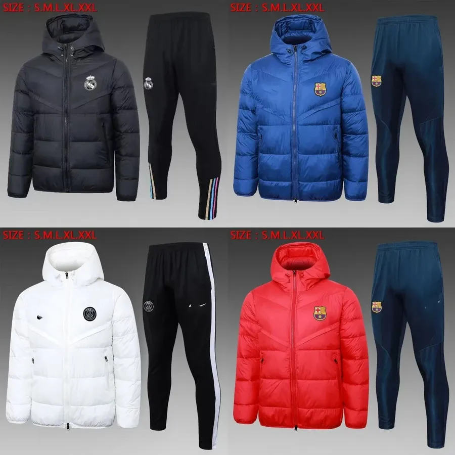 Real Madrid Barcelona Paris Saint Germain Football Team Hooded Puffer Jacket Set