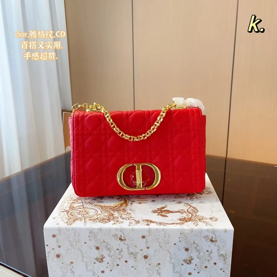 Dior Lady Dior Red Quilted Tote Bag