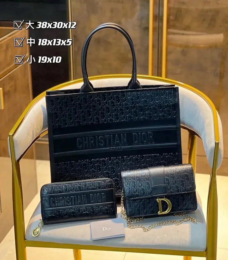 Dior Book Tote Black Logo Embossed Handbag