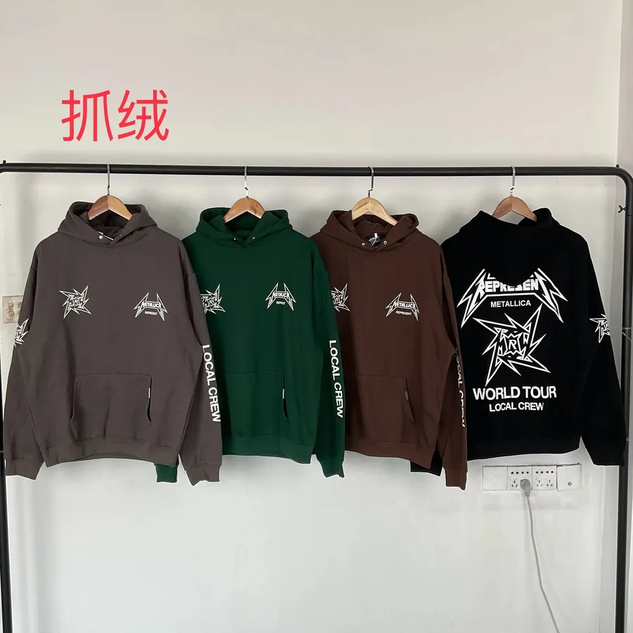 Metallica Represent Hoodie Gray Green Brown Black Casual Sweatshirt