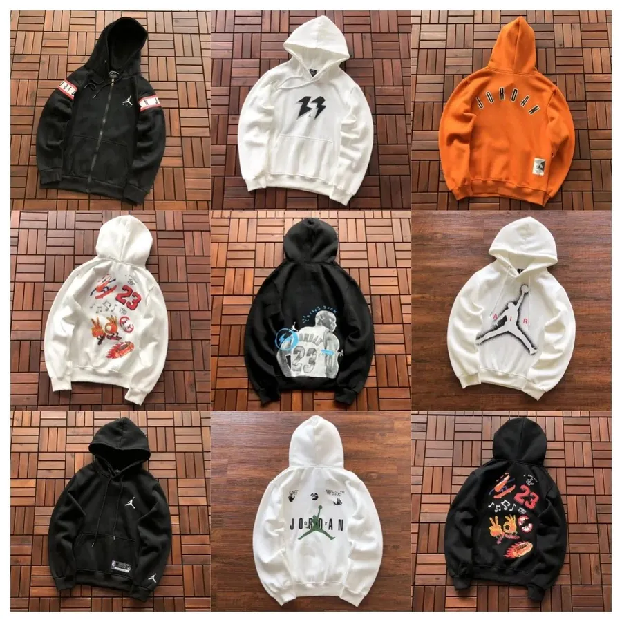 Jordan Hoodie Black White Orange Casual Sweatshirt