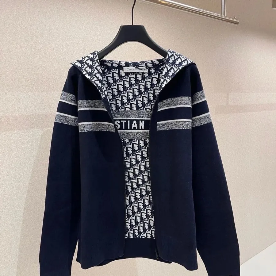 Christian Dior Navy Blue Patterned Hoodie