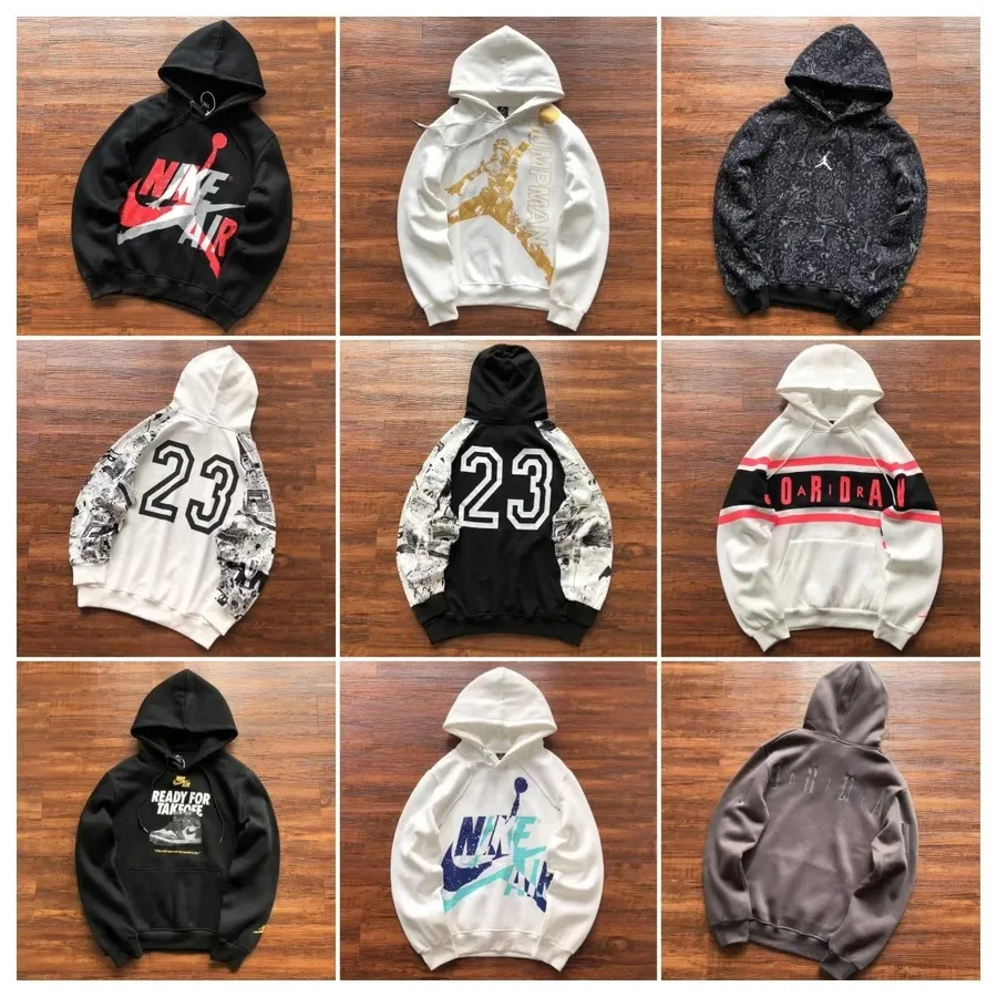 Nike Air Jordan Hoodie Black White Gray Casual Sweatshirt
