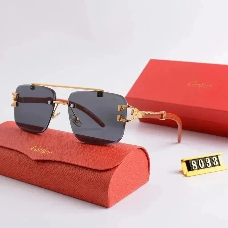 Cartier 8033 Black Gold Aviator Sunglasses